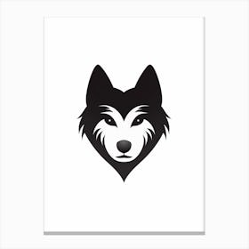 Minimal Husky In The Shape Of A Heart Canvas Print