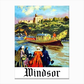 Windsor, England, The Royal Palace And The Boat Canvas Print