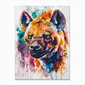 Hyena Colourful Watercolour 4 Canvas Print