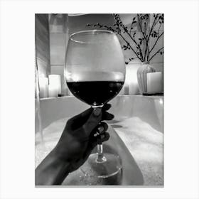 Bathroom Woman Drinking Wine In Bathtub Canvas Print