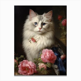 Floral Rococo Style Cat 2 Canvas Print