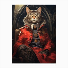 Cat In A Red Coat Canvas Print