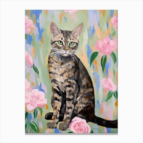 A Egyptian Mau Cat Painting, Impressionist Painting 3 Canvas Print