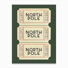 Green North Pole Christmas Ticket Canvas Print