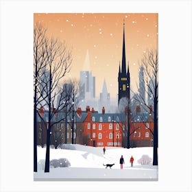 Retro Winter Illustration Glasgow United Kingdom 2 Canvas Print