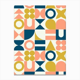 Summer Days Mid Century Retro Geometric Shapes Stampe su tela