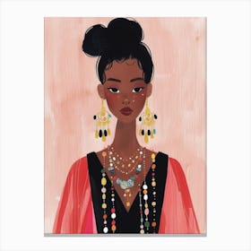 Black Girl With Jewelry Canvas Print