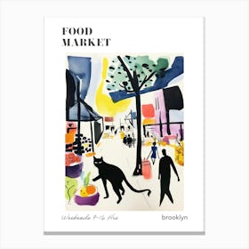 The Food Market In Brooklyn 2 Illustration Poster Canvas Print