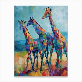 Abstract Geometric Giraffes 4 Canvas Print