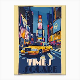 Vibrant Times Square: NYC Vintage Poster Canvas Print