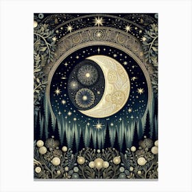 Moon And Stars 3 Canvas Print