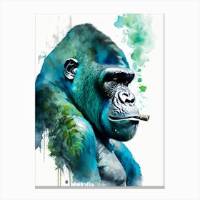 Gorilla Smoking Cigar Gorillas Mosaic Watercolour 1 Canvas Print