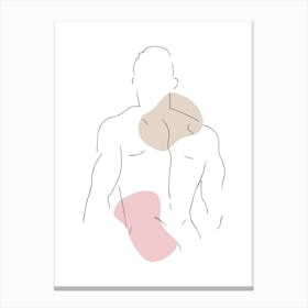 Illustration Of A Man'S Back - Line Art Canvas Print