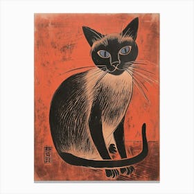 Siamese Cat Relief Illustration 4 Canvas Print
