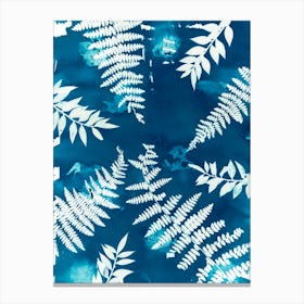 Blue Fern Leaves Canvas Print