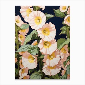 Hollyhock 3 Flower Painting Canvas Print