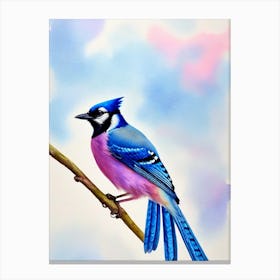 Blue Jay Watercolour Bird Canvas Print