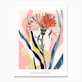 Colourful Flower Illustration Poster Carnation Dianthus 3 Canvas Print