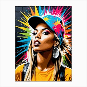 Graffiti Mural Of Beautiful Hip Hop Girl 81 Canvas Print