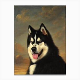 Siberian Husky Renaissance Portrait Oil Painting Canvas Print