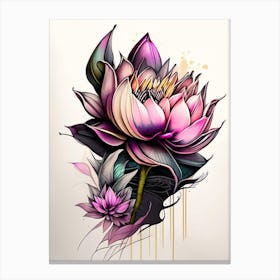 Lotus Flower Bouquet Graffiti 2 Canvas Print