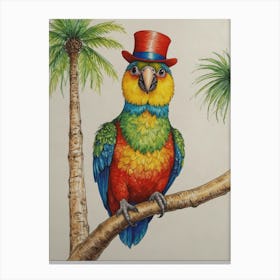 Parrot In A Hat Canvas Print