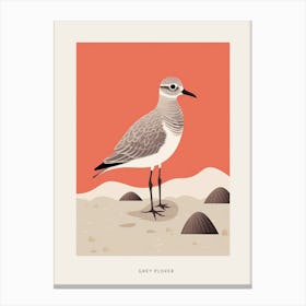 Minimalist Grey Plover 2 Bird Poster Canvas Print