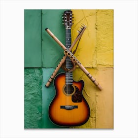 Acoustic Guitar On Wall Canvas Print
