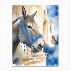 Girl With Donkey Canvas Print