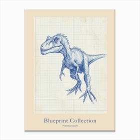 Pteranodon Dinosaur Blue Print Style 1 Poster Canvas Print