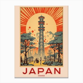 Odaiba, Visit Japan Vintage Travel Art 3 Canvas Print