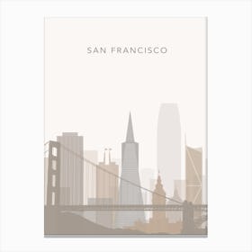 Beige San Francisco Skyline Canvas Print