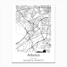 Arbutus,United States Minimalist Map Canvas Print