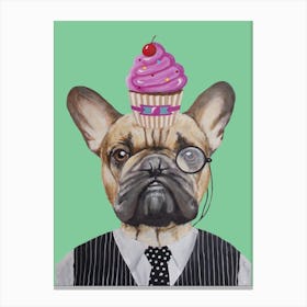 French Bulldog With Cupcake Canvas Print