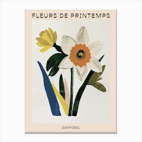 Spring Floral French Poster  Daffodil 3 Canvas Print