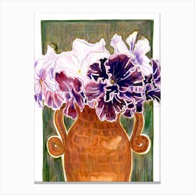 Purple Pansies In A Vase Canvas Print