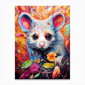  A Common Brushtail Possum Vibrant Paint Splash 1 Canvas Print