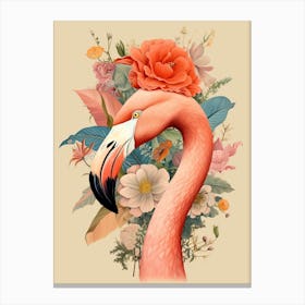 Bird With A Flower Crown Greater Flamingo 1 Canvas Print