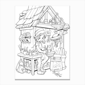 The Blue Fairy S Workshop (Pinocchio) Fantasy Inspired Line Art 1 Canvas Print