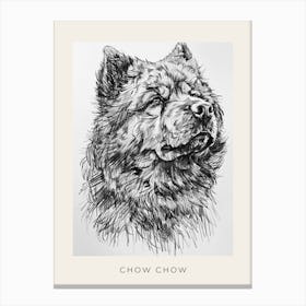 Chow Chow Dog Line Sketch 1 Poster Canvas Print