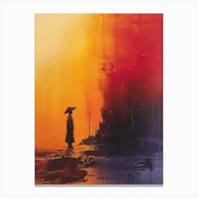 Asian Woman In Front Of Sunset Canvas Print