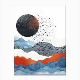 Moon And The Waves Canvas Print