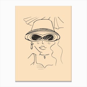 Beach Babe Fashion Woman Hat and Sunglasses Shade Canvas Print