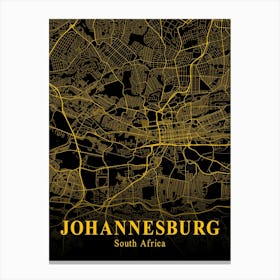 Johannesburg Gold City Map 1 Canvas Print