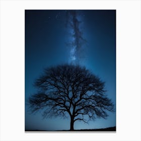 Tree Silhouetted Against The Night Sky 1 Canvas Print