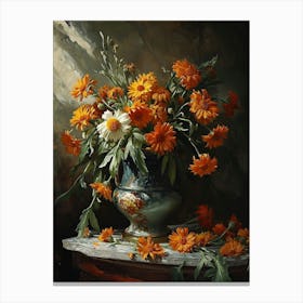 Baroque Floral Still Life Calendula 2 Canvas Print