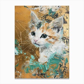 Kitten Gold Effect Collage 3 Canvas Print