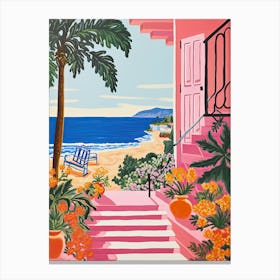 Malibu Beach, California, Matisse And Rousseau Style 1 Canvas Print