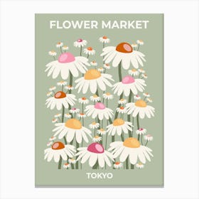 Flower Market Tokyo Sage Green Canvas Print