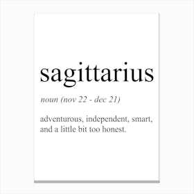 Sagittarius Star Sign Definition Meaning Canvas Print